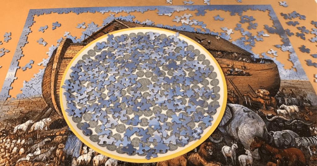 completing a 1000 piece jigsaw puzzle